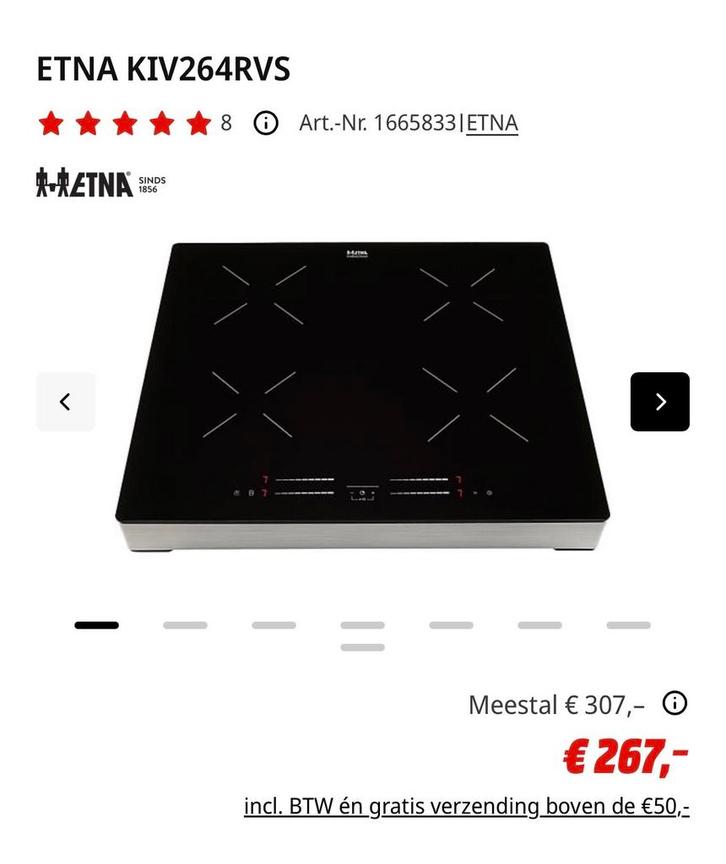 ETNA Inductie Kookplaat - Staand Model, Witgoed en Apparatuur, Kookplaten, Gebruikt, Vrijstaand, Inductie, 4 kookzones, Ophalen