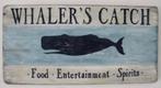 Schilderij/houten bord/vintage sign/walvis/Whaler's Catch, Huis en Inrichting, Woonaccessoires | Schilderijen, Tekeningen en Foto's
