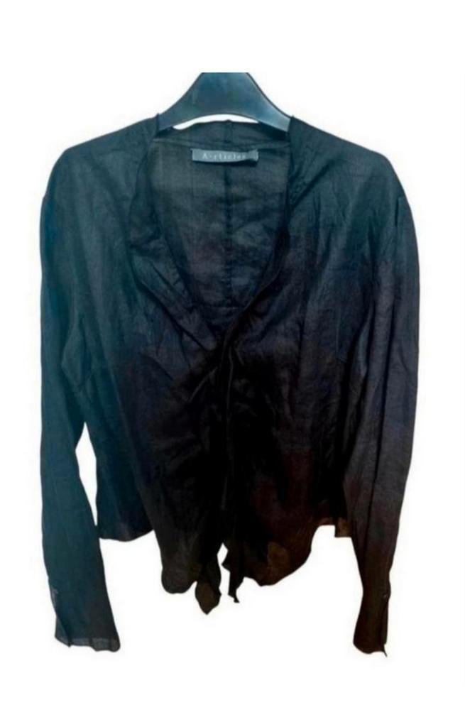 ✨️A-RTICLES Zwarte Linnen Blouse Maat L ‼️BUNDELKORTING✨️, Kleding | Dames, Blouses en Tunieken, Zo goed als nieuw, Maat 38/40 (M)