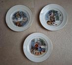 3 Antieke Petrus Regout bordjes met Kerst afbeeldingen, Antiek en Kunst, Ophalen of Verzenden