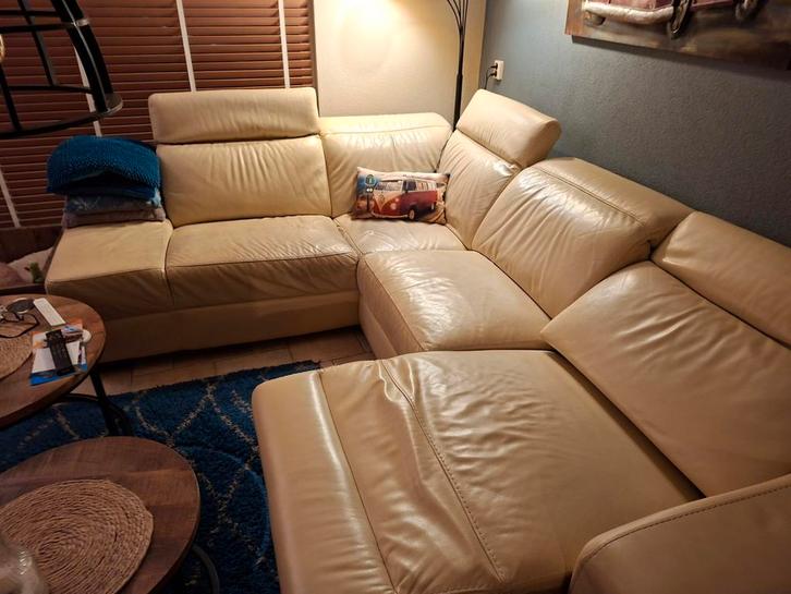 Lederen Chateau d'Ax zithoek met elektrische functies, Huis en Inrichting, Banken | Complete zithoeken, Gebruikt, Leer, Ophalen