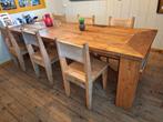 grote steigerhouten tafel met 6 stoelen, Huis en Inrichting, Tafels | Eettafels, Ophalen, 200 cm of meer, 50 tot 100 cm, Zo goed als nieuw