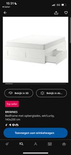Brimes Ikea Bedframe + matras + matras topper 140 x 200, Huis en Inrichting, Slaapkamer | Bedden, Ophalen, Gebruikt, Zwart, Tweepersoons