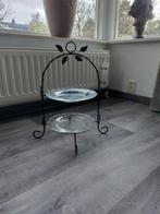 Gietijzeren etagère met glazen bordjes, Huis en Inrichting, Woonaccessoires | Etagères, Ophalen, Zo goed als nieuw