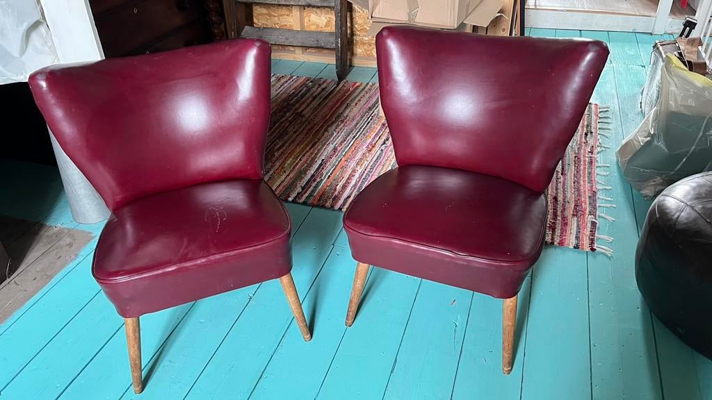 2x Vintage Cocktail Stoelen, Ophalen, Overige materialen, 50/60 jaren, Gebruikt