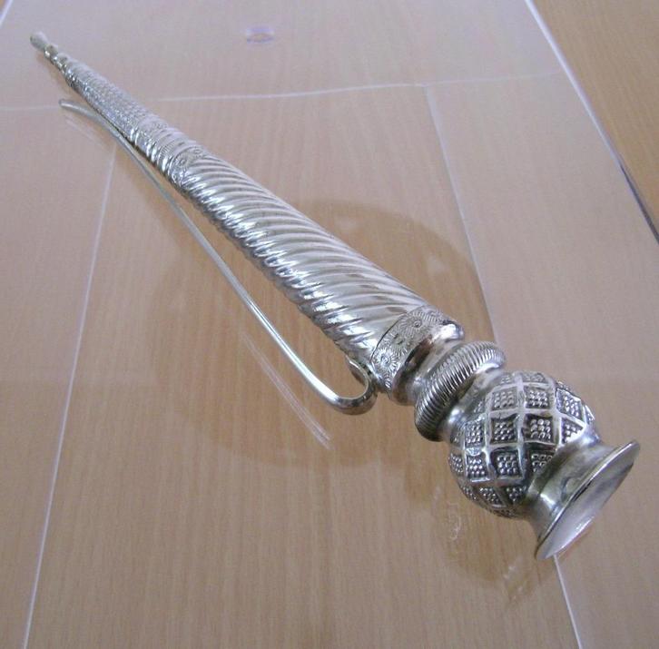 Zilver breipendop/breinaald dop/breidop 15cm lang antiek (4), Antiek en Kunst, Antiek | Goud en Zilver, Zilver, Ophalen of Verzenden