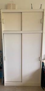 Witte Kledingkast met Schuifdeuren, Ophalen, Kunststof, Gebruikt, 50 tot 100 cm