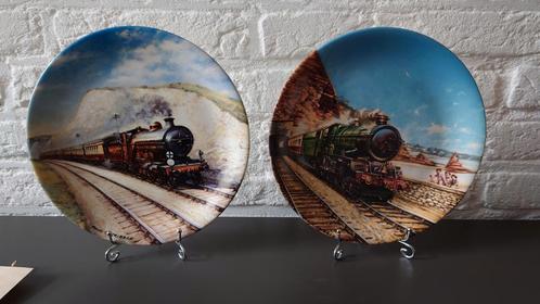 2 Wandborden mét Stoomtrein afbeelding Davenport Pottery, Verzamelen, Spoorwegen en Tramwegen, Zo goed als nieuw, Trein, Overige typen