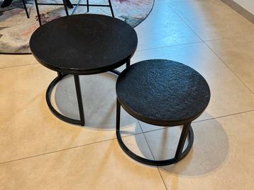 Zwarte Salontafel Set - Stenen Blad beschikbaar voor biedingen