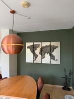 Decoratie landkaart op houten panelen, Ophalen, Zo goed als nieuw