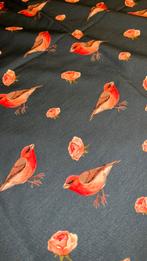 1m katoen trico Stenzo petrol vogels, Hobby en Vrije tijd, Stoffen en Lappen, Blauw, 120 cm of meer, Nieuw, Ophalen of Verzenden