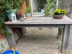 Tuintafel + 2 bankjes steigerhout, Tuin en Terras, Tuintafels, Ophalen, Gebruikt, Rechthoekig, Hout