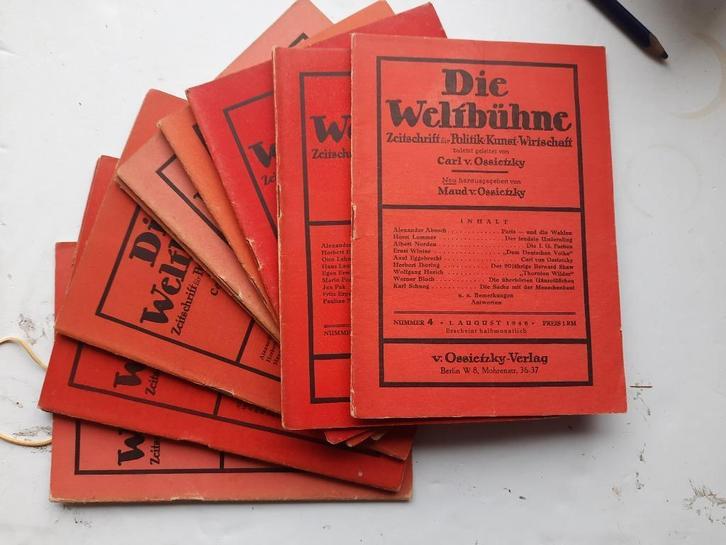 Die Welbuhne Carl Ossietzky 10 x 1946 tijdschriften, Boeken, Politiek en Maatschappij, Zo goed als nieuw, Politiek en Staatkunde