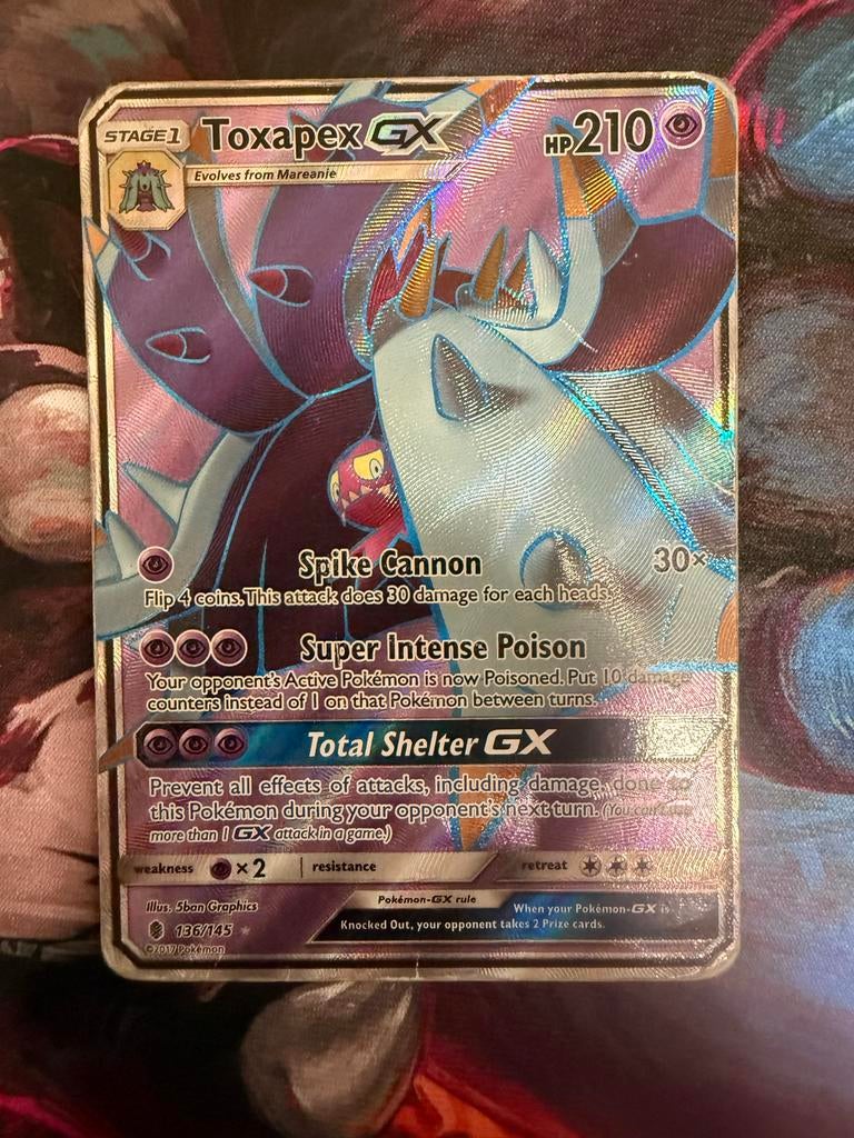 Pokemon kaart - Toxapex GX, Ophalen of Verzenden, Gebruikt, Losse kaart, Foil