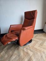 Prominent relaxfauteuil cognac leer, Ophalen of Verzenden, Zo goed als nieuw