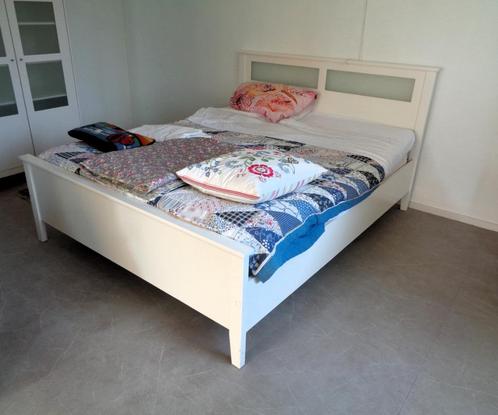 Wit 2 persoonsbed - compleet -, Huis en Inrichting, Slaapkamer | Bedden, Gebruikt, Tweepersoons, 160 cm, 200 cm, Hout, Wit, Ophalen