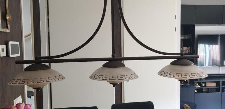 Grieksestijl Hanglamp, Huis en Inrichting, Lampen | Hanglampen, Gebruikt, 75 cm of meer, Glas, Metaal, Ophalen