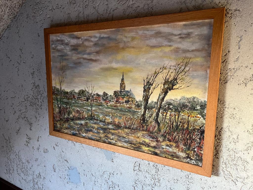 Olieverfschilderij - origineel - in houten lijst, Antiek en Kunst, Kunst | Schilderijen | Klassiek, Ophalen of Verzenden
