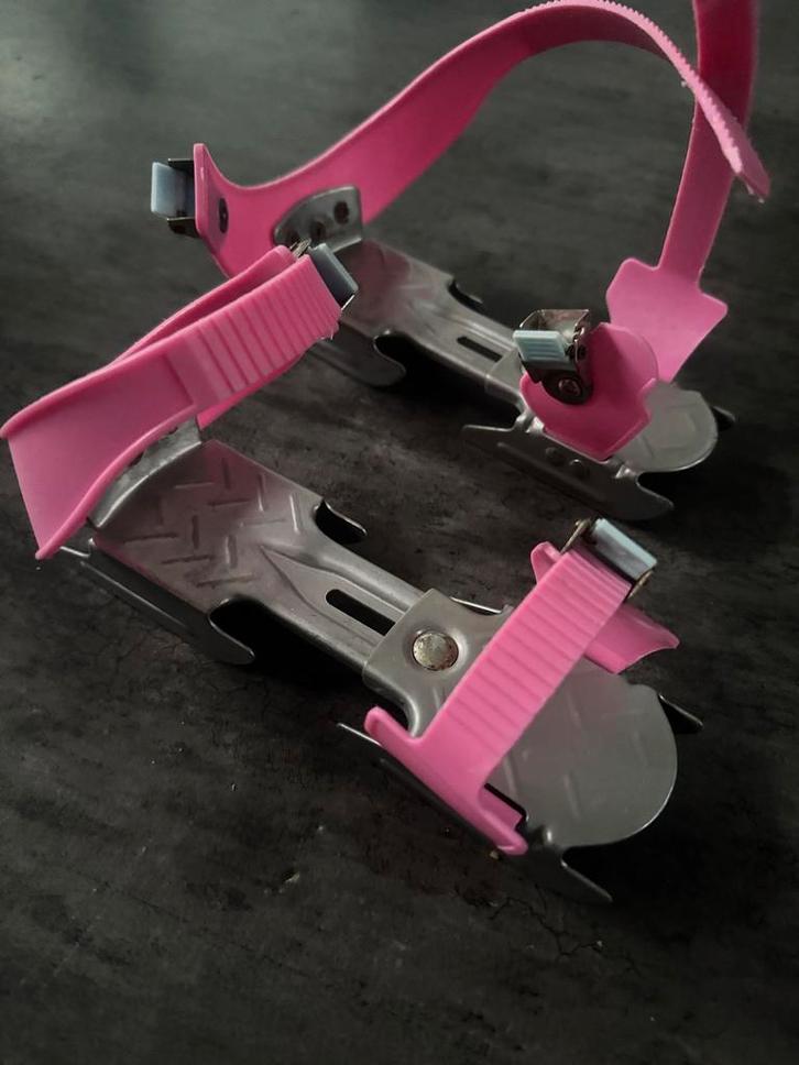 Roze verstelbare glij-ijzers dubbele ijzers kinderschaatsen, Sport en Fitness, Schaatsen, Zo goed als nieuw, Overige typen, Overige merken