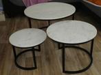set van 3 marmeren salon tafels, Huis en Inrichting, Tafels | Salontafels, Ophalen, Overige materialen, 50 tot 100 cm, Rond