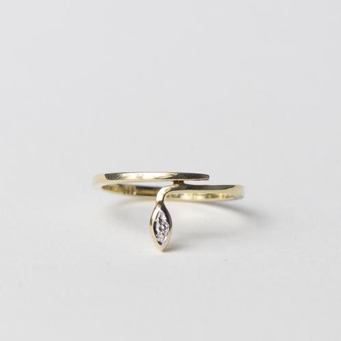 vintage 14 karaat gouden ring met diamant, Sieraden, Tassen en Uiterlijk, Ringen, Zo goed als nieuw, Dame, Goud, Goud, Verzenden