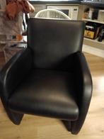 4 zwart lederen eetkamer stoelen op wieltjes, Huis en Inrichting, Stoelen, Ophalen, Gebruikt, Zwart, Vier