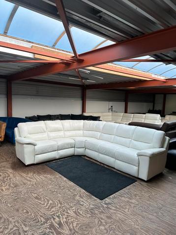 Wit leren hoekbank bank leer bankstel witte Z.G.A.N. beschikbaar voor biedingen