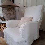 Landelijke fauteuil met afneembare witte hoes, Ophalen, Gebruikt, 50 tot 75 cm