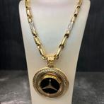 14 karaat gouden ketting met mercedes kettinghanger, Ophalen of Verzenden, Nieuw, Goud, Kruis of Symbool