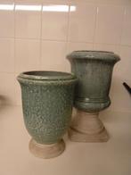 TWEE BRYNXZ HOGE POTTEN BLAUW, Overige materialen, Rond, Zo goed als nieuw, Tuin