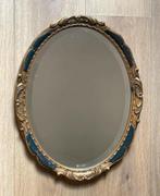Facetgeslepen ovale spiegel in goudkleurige lijst, Ophalen, Ovaal, Minder dan 50 cm, Minder dan 100 cm