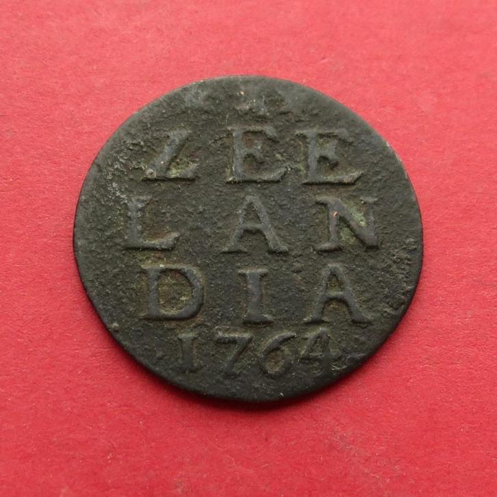 Duit Zeeland 1764/63 Zeelandia Luctor et Emergo Middelburg, Postzegels en Munten, Munten | Nederland, Losse munt, Overige waardes