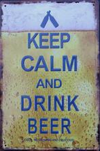 Metalen tekstbord "keep calm an drink beer" 6Y3416, Info@clayreeneef.com, Nieuw, Ophalen of Verzenden, Decoratiestraat 123 Venlo