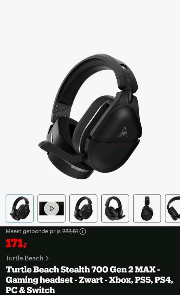 Turtle Beach Stealth 700 Gen 2 MAX Gaming Headset, Computers en Software, Headsets, Nieuw, Over-ear, Draadloos, Gaming headset