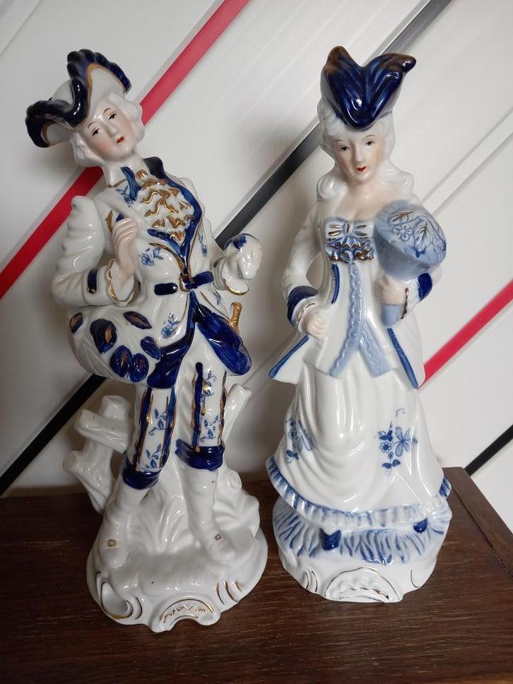 Vintage grote porseleinen koppel Cavalier Dame, Verzamelen, Beelden en Beeldjes, Mens, Ophalen