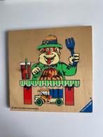 Vintage houten puzzel kind Ravensburg. Clown / aap eten., Ophalen, Minder dan 10 stukjes, Gebruikt, Van hout