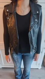 Zara black leather biker waistcoat jacket M, Maat 38/40 (M), Ophalen of Verzenden, Zo goed als nieuw, Zara