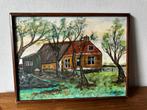 Schilderij van een boerderij, gesigneerd JT '81, Ophalen of Verzenden