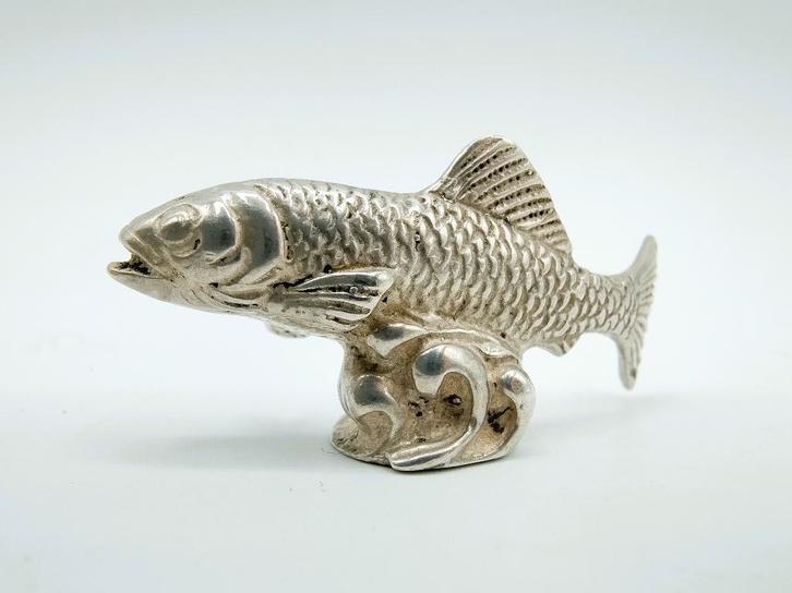 Zilveren miniatuur zalm, Menegatti Fratelli spa, Vicenza, Antiek en Kunst, Antiek | Goud en Zilver, Zilver, Verzenden