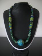 Prachtige vilten ketting groen blauw als nieuw, Sieraden, Tassen en Uiterlijk, Kettingen, Ophalen of Verzenden, Zo goed als nieuw