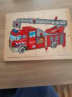 Houten brandweer-auto puzzel, Ophalen of Verzenden, Minder dan 500 stukjes, Zo goed als nieuw