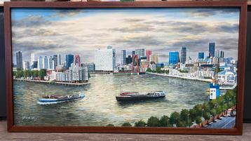 Schilderij Rotterdam zicht. Frank van den Burg beschikbaar voor biedingen