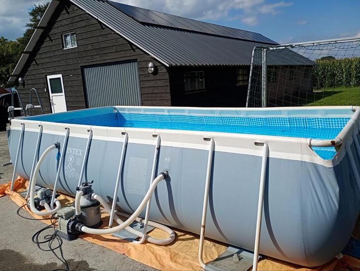 Intex zwembad 244x488 compleet met chloorsysteem en zandpomp, Tuin en Terras, Zwembaden, Gebruikt, 80 tot 120 cm, 400 cm of meer