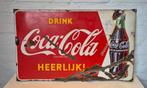 Emaille Coca-Cola reclamebord / Langcat Bussum, Verzamelen, Merken en Reclamevoorwerpen, Reclamebord, Gebruikt, Ophalen of Verzenden