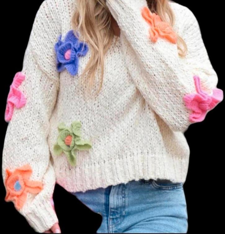 Frisse, kleurrijke & comfortabele bloementrui, Kleding | Dames, Truien en Vesten, Zo goed als nieuw, Maat 38/40 (M), Ophalen of Verzenden