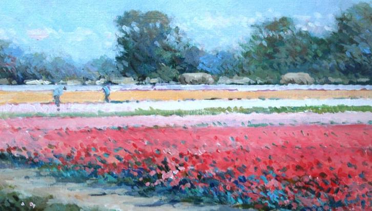VAN NOORT - BOLLENVELD TE HEEMSTEDE, Antiek en Kunst, Kunst | Schilderijen | Klassiek, Ophalen of Verzenden