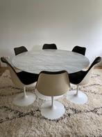 Knoll Tulip Dining Set Eero Saarinen marmer tafel 6 stoelen, Ophalen, Gebruikt, 4 tot 6 stoelen