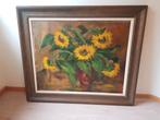 Zonnebloemen Olieverf Schilderij - René Morren, Ophalen of Verzenden