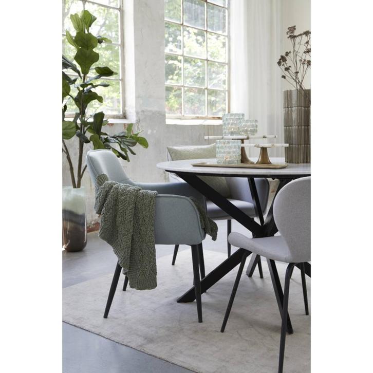 Light & Living Eetkamerstoel Emily  60.5x60x87 cm grijs, Huis en Inrichting, Stoelen, Nieuw, Twee, Metaal, Stof, Overige kleuren