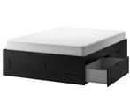 BRIMNES Bedframe 160x200 met opberglades, Huis en Inrichting, Slaapkamer | Bedden, Zwart, Tweepersoons, Ophalen of Verzenden, 160 cm